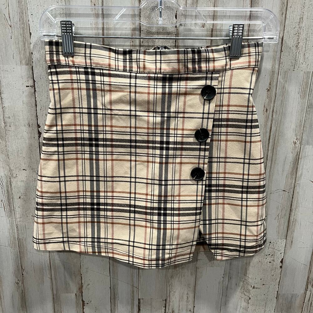 Altar’d State Plaid Mini Skirt Skort Buttons Academia Preppy Womens Size Small